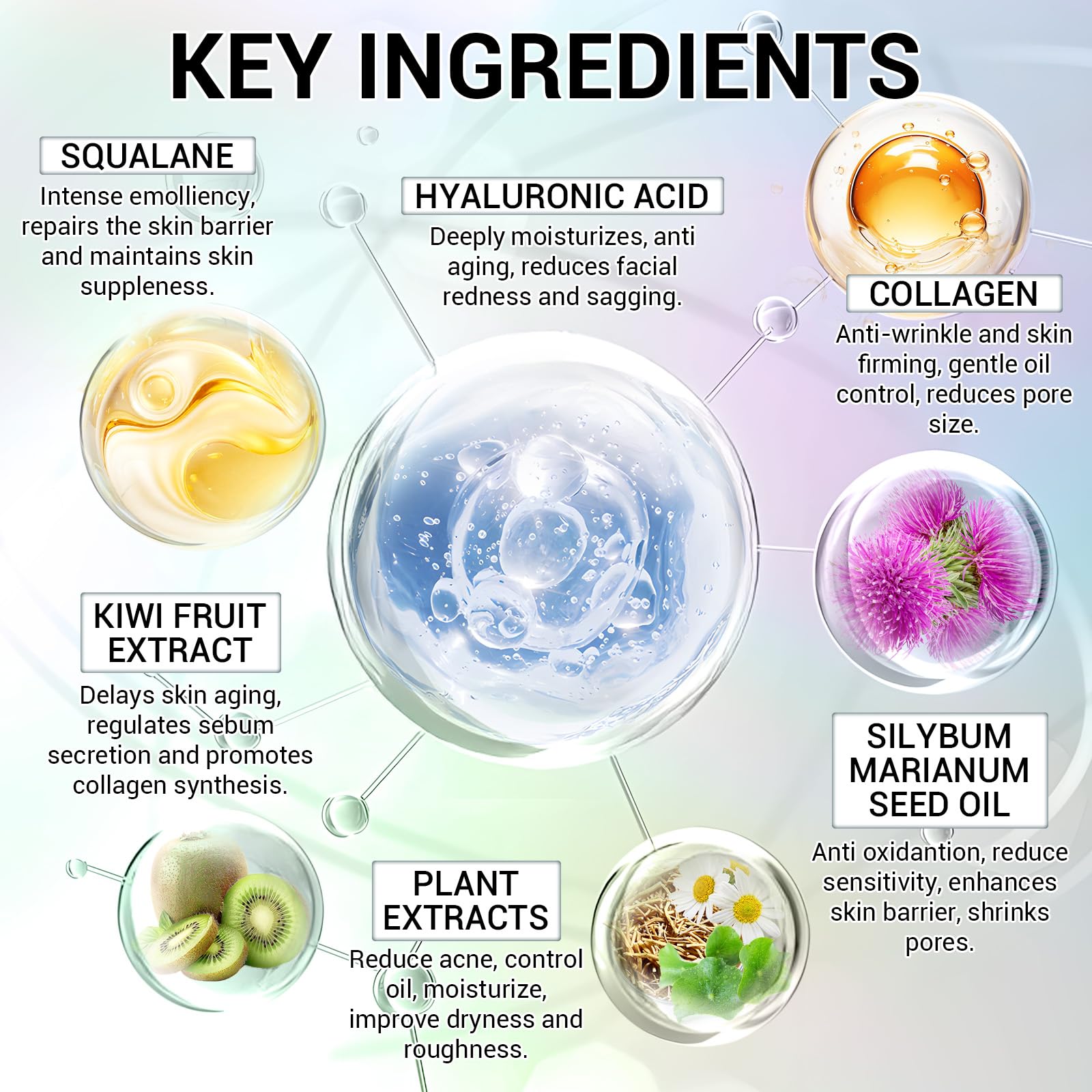 4D Hyaluronic Acid Serum with Collagen, Oil Suspension Serums for Barrier Repair, Facial Firming & Moisturizing, Anti Aging Serum for Balance Oil & Water, 30 Pcs Single-Use Vial for Sensitive Skin