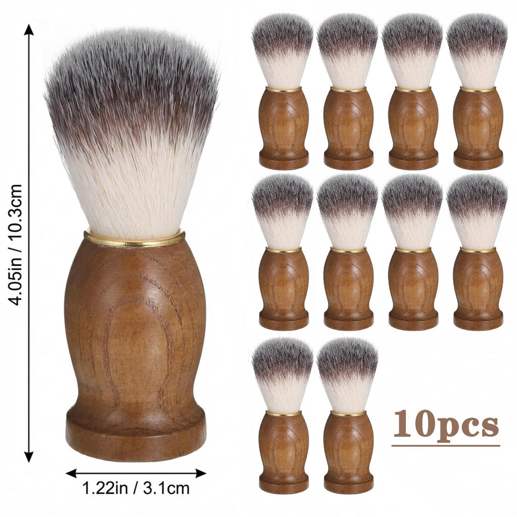 10 Pcs Wood Handled Badger Hair Shaving Brush Professional Salon Tools Beard Grooming Tool for Men Shave Accessory