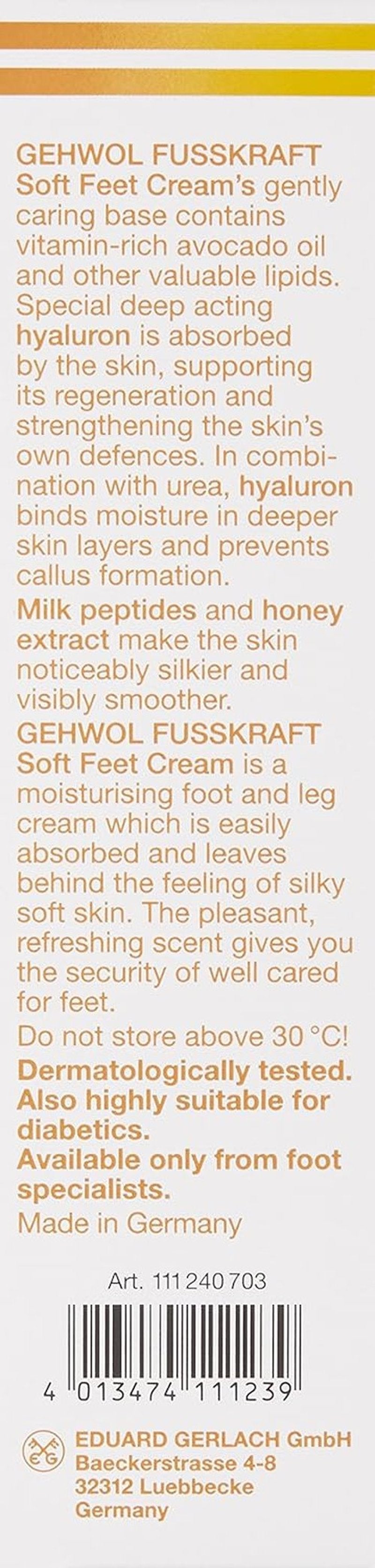 GEHWOL Soft Feet Cream - Nourishing Foot Care for Soft Skin | 4.4 Ounce Tube