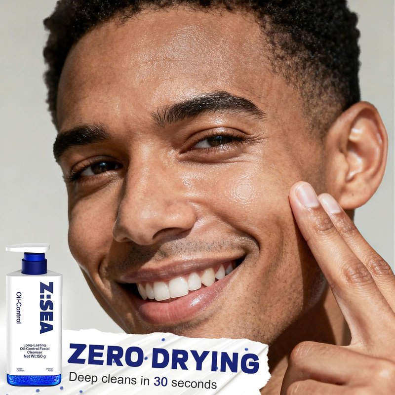 Z:SEA Acne Control Cleanser - Niacinamide & Glycerin, Amino Acid & Salicylic Acid, Dual Seaweed, Gentle Oil Control Face Wash for Normal to Dry Skin, 150g/5.29 Oz