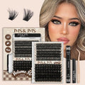 JMS&JMS Lash Clusters Kit 100D+200D Thick Cluster Lashes 3D Effect Eyelash Clusters Kit 10-18mm Volume Eyelash Clusters D Curl 3D Wispy Lash Clusters DIY Lash Extension Kit