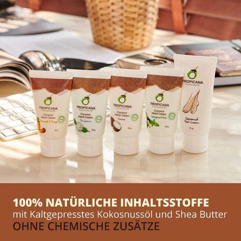 Tropicana Organic Cold Pressed Coconut Oil Hand Cream Moisturizing 50g./Coconut#A2U.