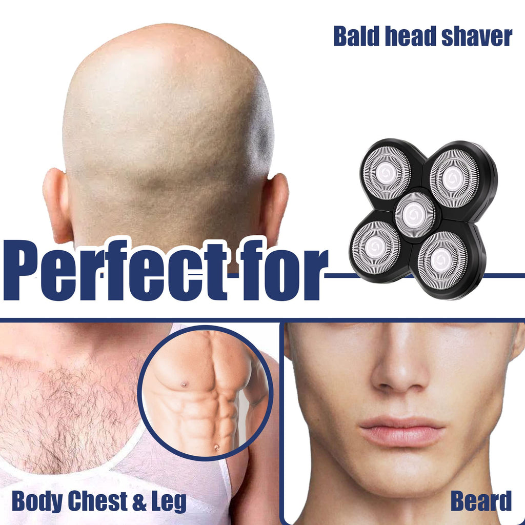 Universal Replacement Heads for Blade,Replacement Blades Compatible with Most Major Head Shaver Brands, Easy-to-Install Electric Razor Shaver Heads for Bald Men. (5 Black)
