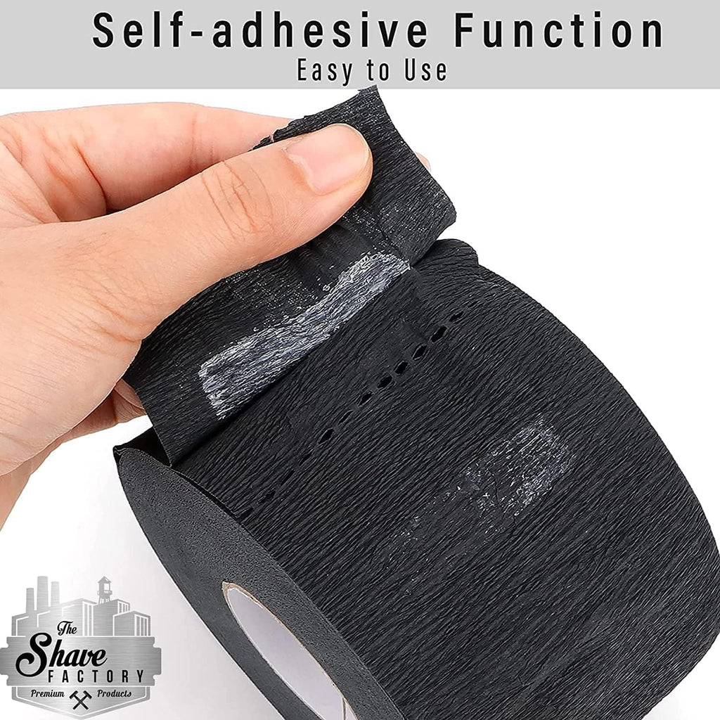 The Shave Factory Neck Strip, Disposable Barber Neck Band (2 Rolls, Black)