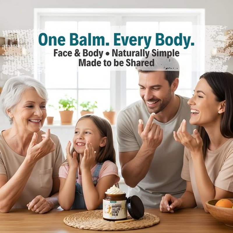 JWAENN Whipped Tallow & Honey Balm – Grass-Fed Beef Tallow for Skin, Face & Body Moisturizer for Dry & Sensitive Skin, Lightweight, Fast-Absorbing, Non-Greasy – 4 oz