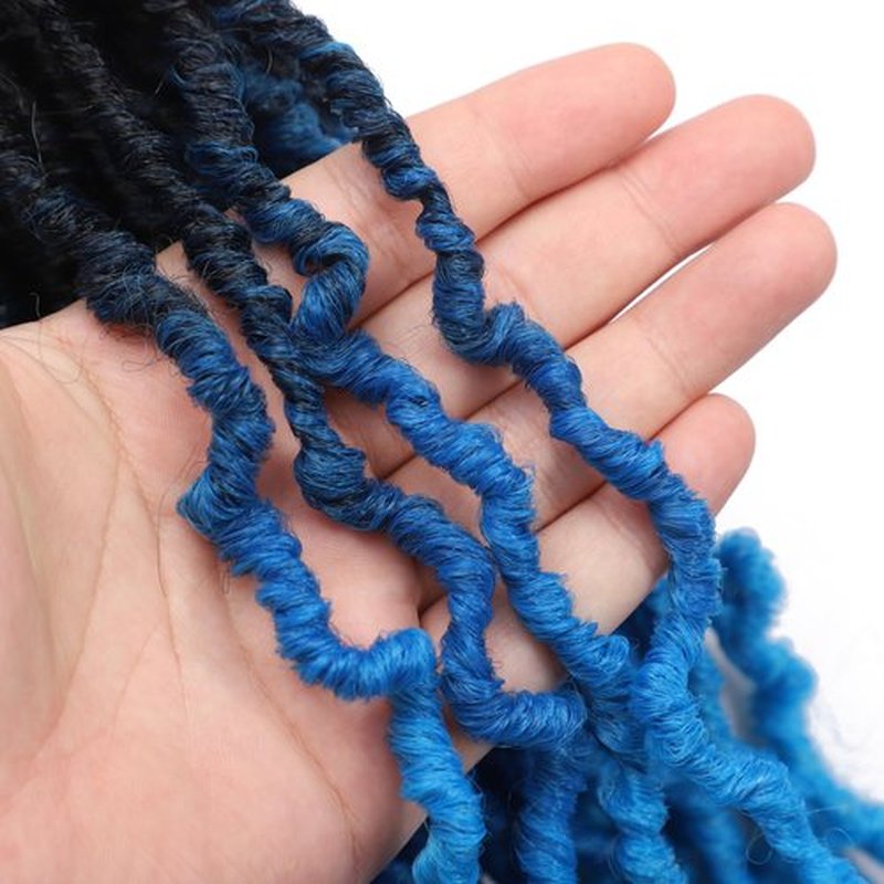 Bylatt 8 Packs Short Faux Locs Crochet Hair 120 Strands 12Inch Soft Locs wavy Dreadlocks Crochet Braids Natural Black Pre-Looped Crochet Hair for Women (1B/Dark Blue/Light Blue, 12 Inch (Pack of 8))