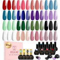 ROSALIND 10ml Gel Nail Polish Set, 16 Classic Colors Uv Gel Polish with 3Pcs Glossy Matte Glitter Top Coat and Base Coat for Beginners Gel Nail Art Home Gift for Women