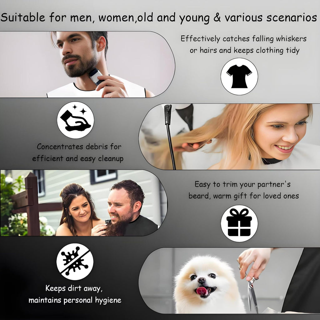 Beard Bib Beard Apron, Beard Catcher for Men Shaving & Trimming, Waterproof Beard Bib Hair Catcher for Sink, Non-Stick Beard Cape with 4 Suction Cups, Grooming Accessories & Gifts for Men Dad Husband