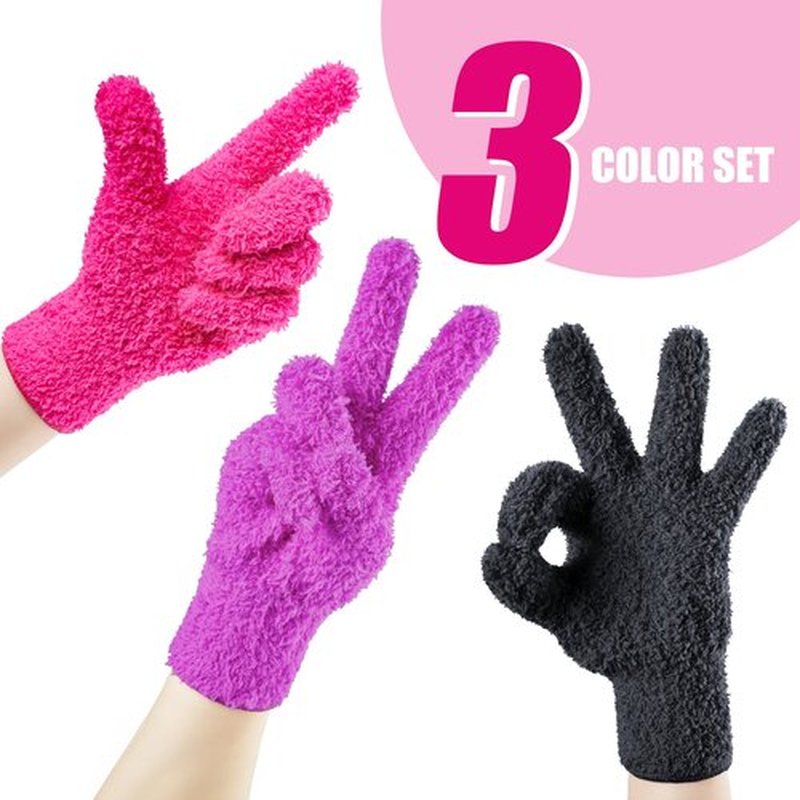 Aphlos 3 Pairs Reusable Microfiber Hair Dye Gloves for Hair Coloring & Cleaning - Protects Hands, Prevents Damage to Fragile Hair, Ensures Efficient Dye Application, Machine Washable Eco-Friendly Use