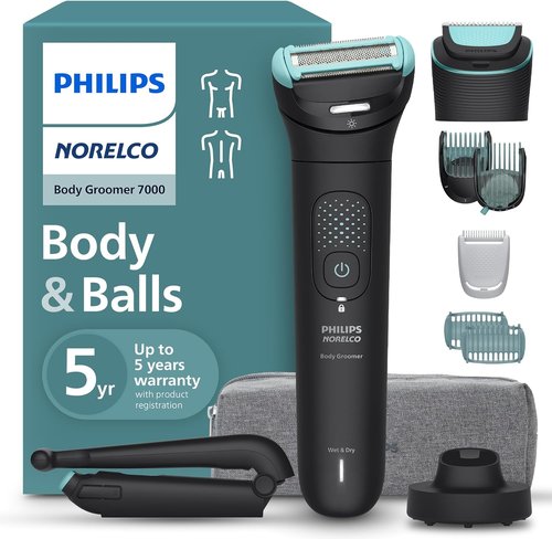 Philips Norelco Body Groomer - Waterproof Men's Full Body Trimmer with Travel Case & 2D Flexing Head, BG7490/50