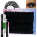 Lash Clusters Kit Fluffy Eyelash Extensions Kit 280D Individual Eyelashes Kit 14-25mm DIY Lashes Extension Kit with Lash Bond and Seal, Lash Applicator, Mega Volume False Eyelashes Kit by BEFACL
