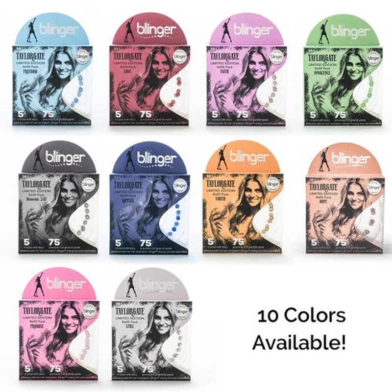 blinger® Limited Edition Refill Pack - Promise | 75 Precision-Cut Glass Crystals (5 Discs) | Hair Safe Adhesive - Bling In, Brush Out | blinger® Styling Tool Not Included | Light Rose 5 MM