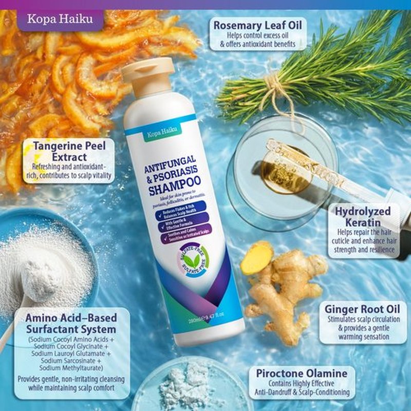 Psoriasis & Seborrheic Dermatitis Antifungal Shampoo: Folliculitis Shampoo, Anti-Dandruff Cleanser for Scalp Acne, Itchy, Redness-Prone Scalp – with Salicylic Acid, Rice Water & Rosemary Oil 9.47 FLOZ