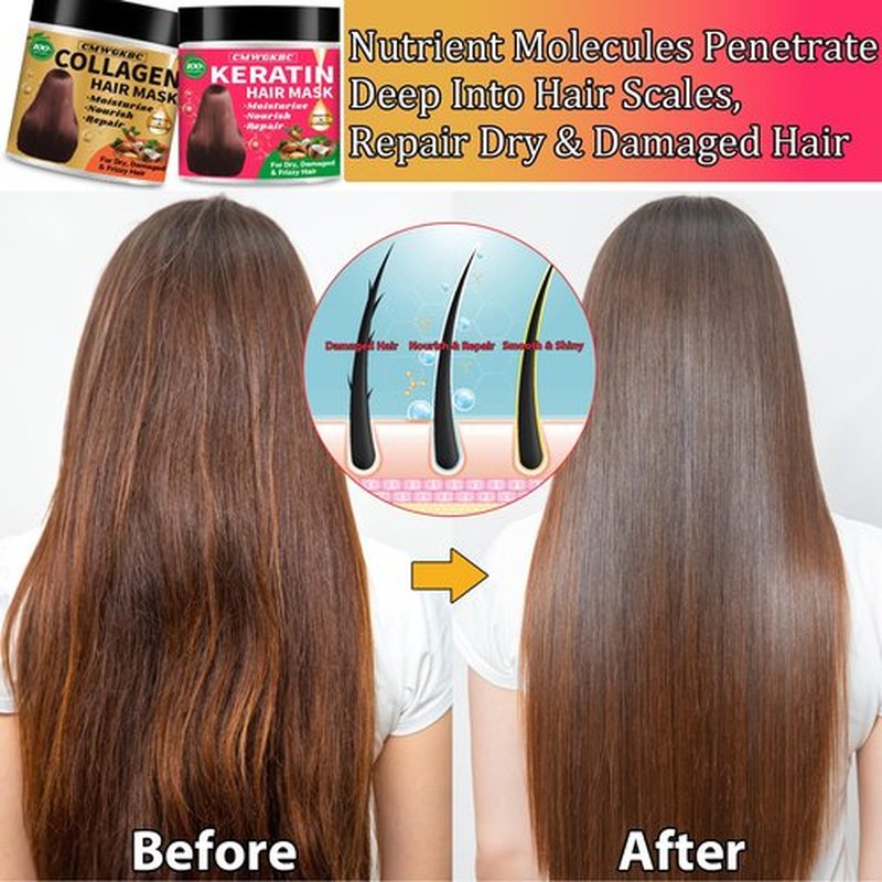 Collagen Hair Mask & Keratin Hair Mask for Damaged Hair,Keratin Hair Treatment,Repair Deep Conditioner for Dry Hair,Vitamin E Natural Hydrating Hair Mask with Argan Oil All Hair Type,Hair Care Gifts
