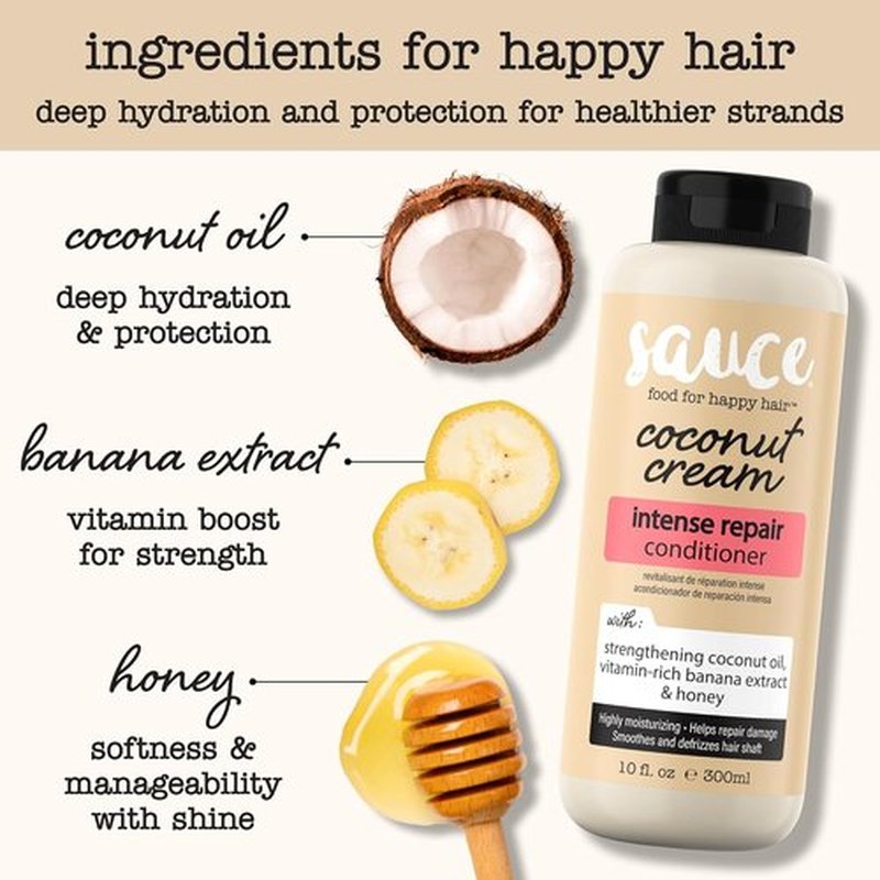 Sauce Beauty Coconut Cream Conditioner - Intense Repair for Dry, Damaged Hair | 10 Fl Oz, Paraben & Sulfate-Free
