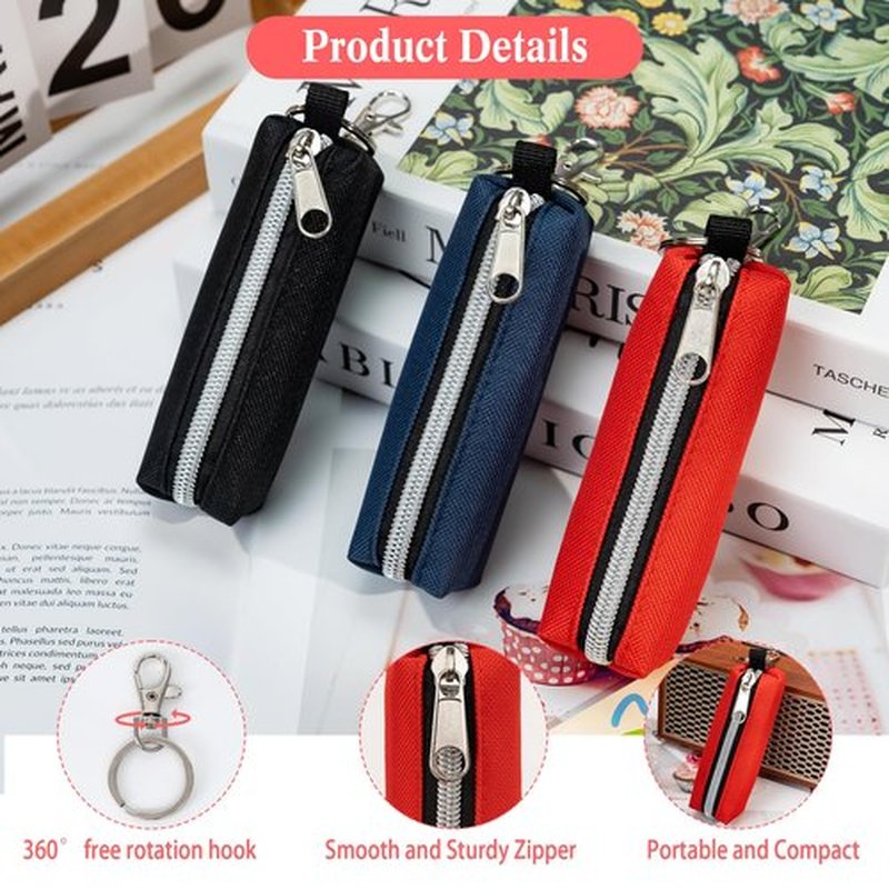 GOCOHHI 3 Pcs Lip Balm Sleeve Pouch Portable Lipstick Holder Bag Clip-on Makeup Travel Accessories Great Stuffers Gift for Women