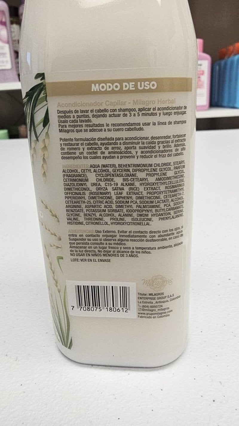 Milagros Acondicionador Herbal | Disminuye la Caida Del Cabello y Aporta Suavidad y Brillo, Beige