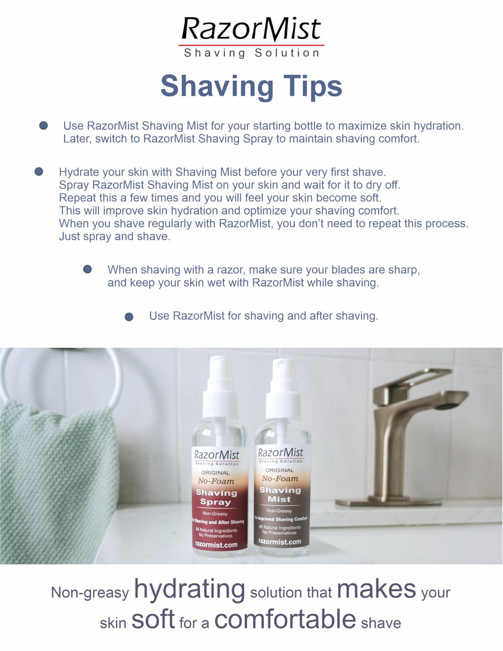 RazorMist No-Foam Shaving Mist for Men - Foamless Shaving Solution