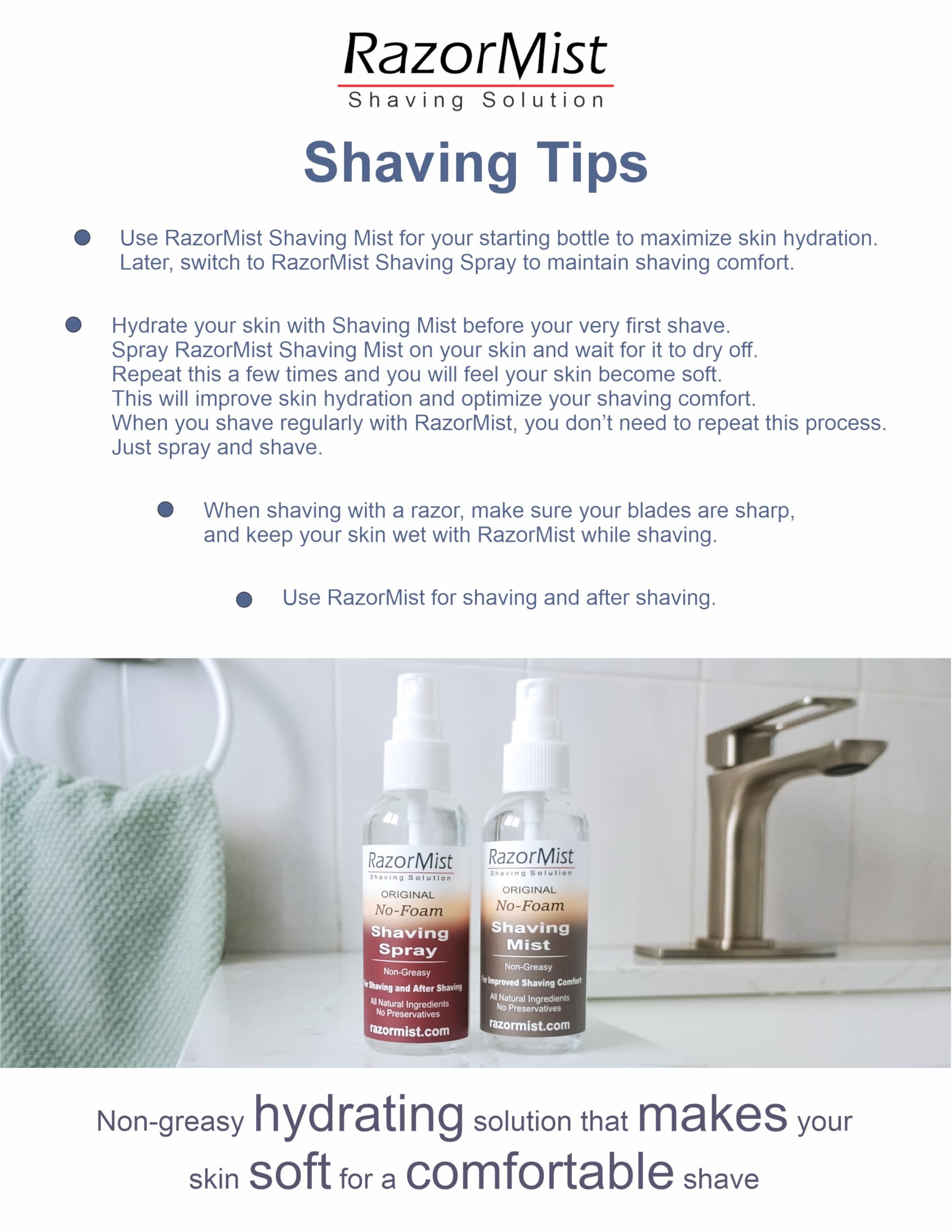 RazorMist No-Foam Shaving Mist for Men - Foamless Shaving Solution