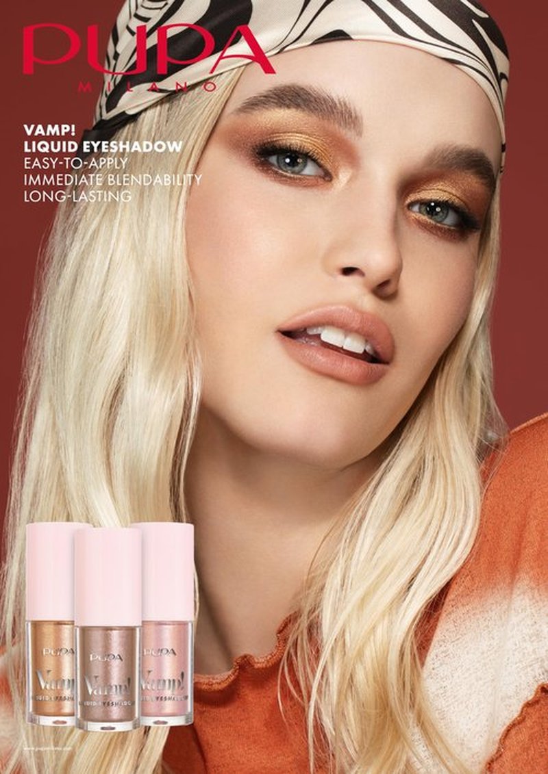 Pupa Milano Vamp! Liquid Eyeshadow - Shimmer Finish, Ultra-Adherent, and Lightweight - Ophthalmologically Tested - 002 Golden Rose - 0.13 oz