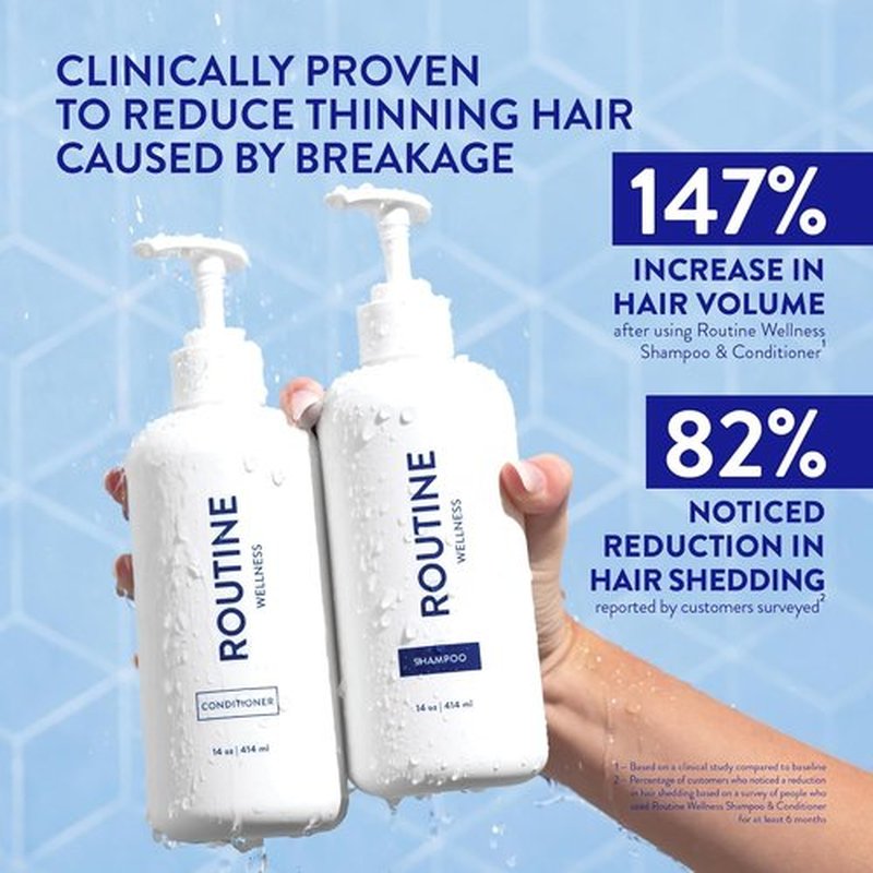 Routine Wellness Anti-Thinning Shampoo & Conditioner Set - Biotin DHT Blocker for Thinning Hair - Color Safe, Coconut & Vanilla (Pack of 2)