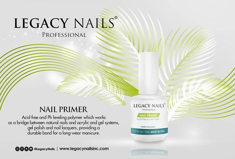 LEGACY NAILS Professional Nail Prep & Primer .5oz each Nail Prep Dehydrator and Nail Primer Acid-Free Low Odor Set, Acid Free Primer & Dehydrate Prep