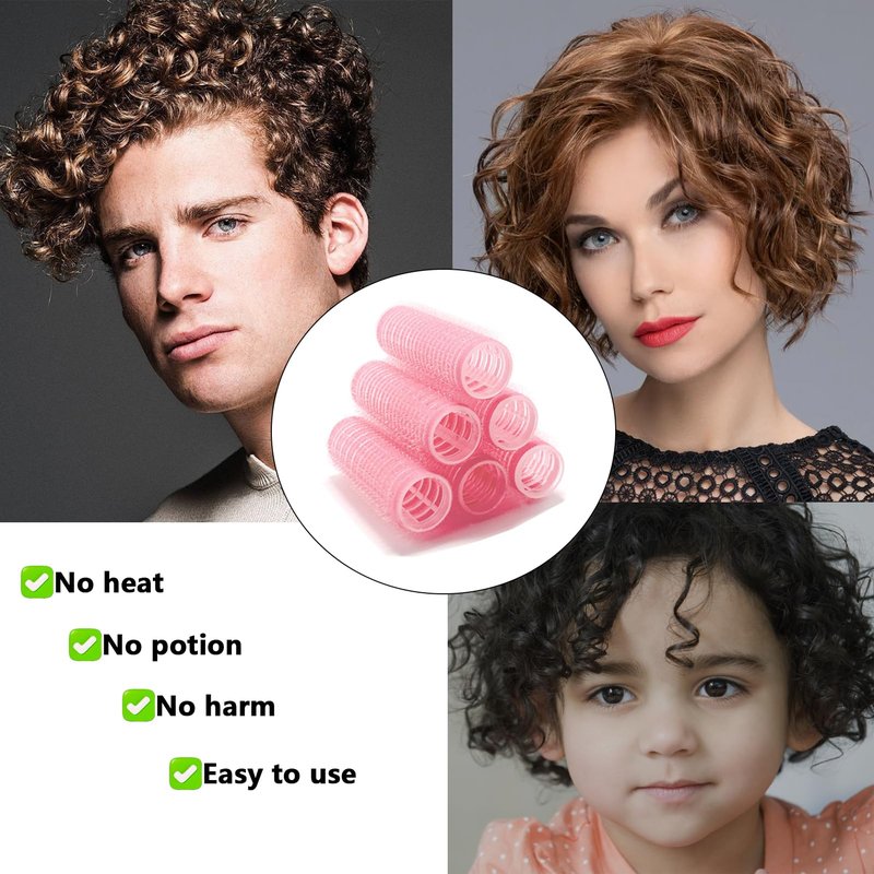 ZMD 18Pcs Self Grip Small Hair Rollers Curlers, Plastic Rollers Heatless Curlers Salon Dressing Curler DIY Curly Hair Hairstyle Roller for Women Girls Short Medium Hair (0.8 x 2.4 Inch)