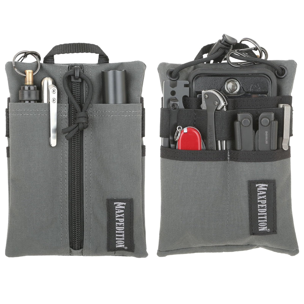 MAXPEDITION Platy Pocket Organizer, Durable EDC Tool Pouch for Men, Neck Wallet with Paracord Lanyard, Holds Flashlight, Multitool, Pen, Notebook (Wolf Gray, 5" x 7")