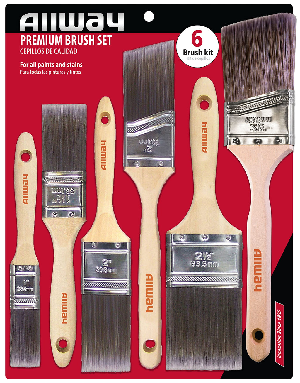 ALLWAY CP6 Premium 6-Piece Paint Brush Set