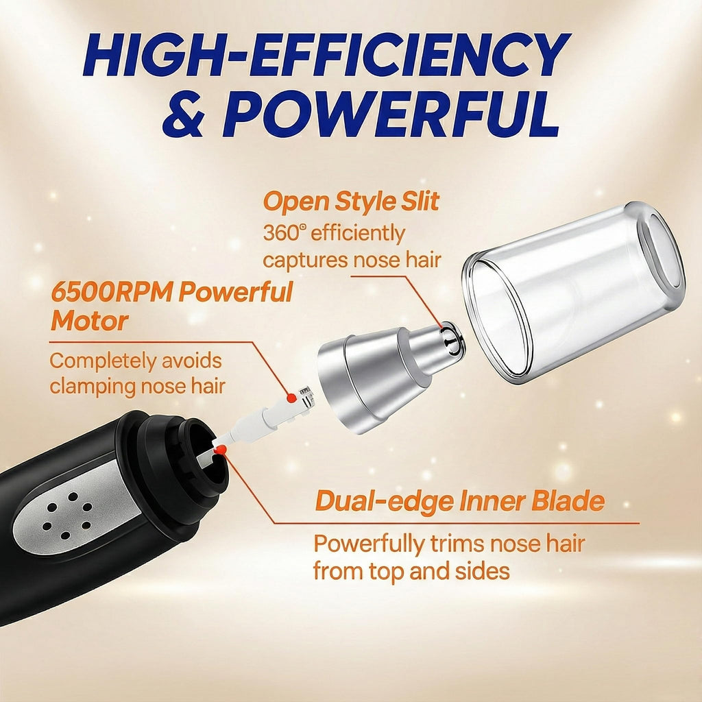 Bekhic Ear and Nose Hair Trimmer Clipper - 2025 Professional Painless Eyebrow & Facial Hair Trimmer for Men Women, Battery Operated Facial & Eyebrow Hair Remover, Dual-Edge Blades, Painless Grooming