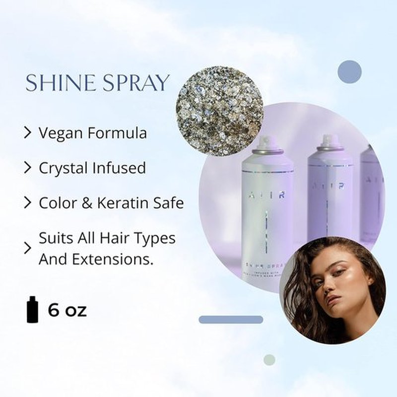 AIIR Shine Spray - Smoothing Gloss Spray for Sleek, Frizz-Free Hair | Lightweight Humidity Shield, 6 oz