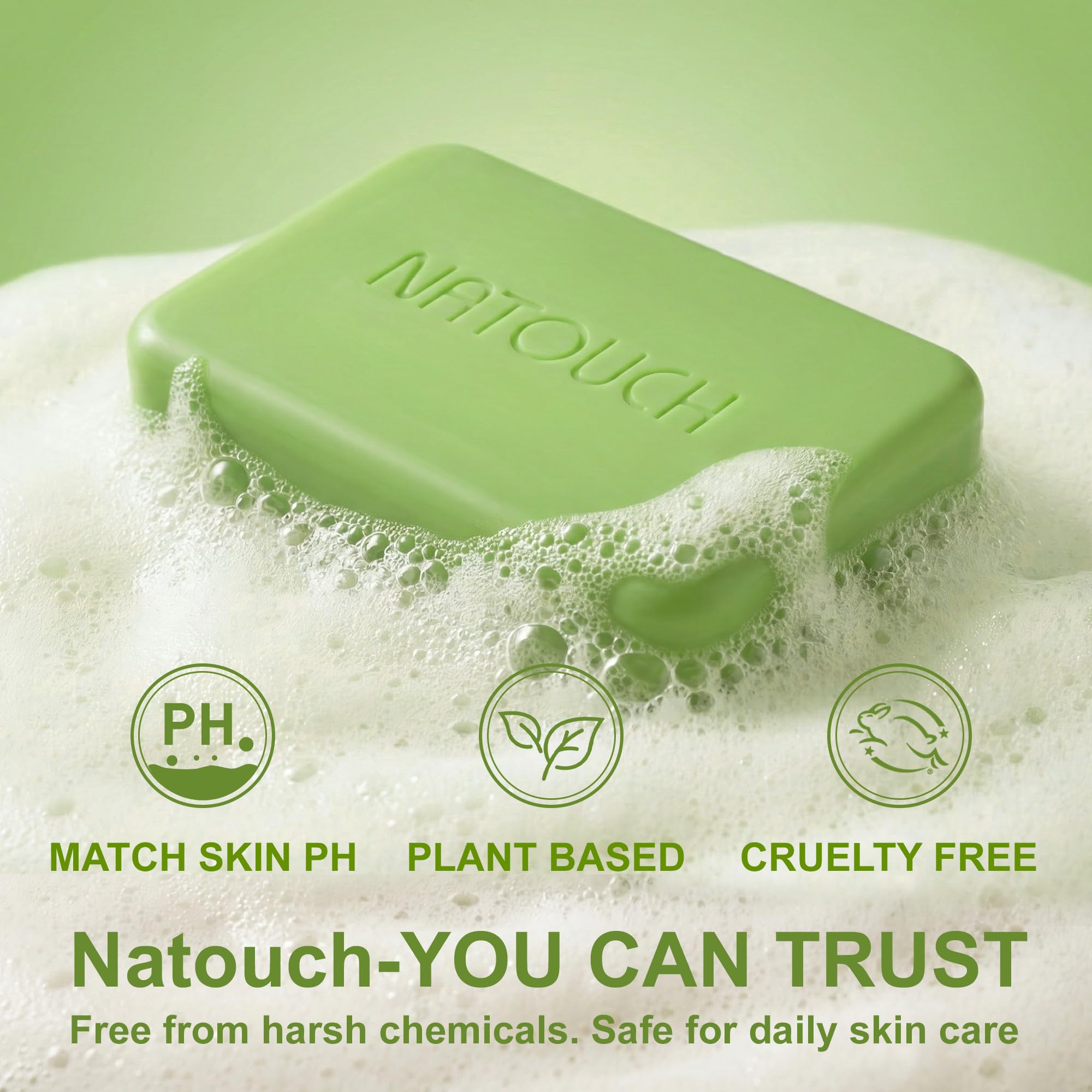 Natouch Soap Bar for Face & Body Wash, Medicated Bath Bar Soap for Jock Itch, Ringworm & Athlete's Foot with Tea Tree Oil, Foot Soap for Men & Women, 8 oz(Pack of 2)