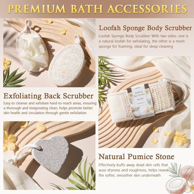 Birthday Gifts for Women, Vanilla Coconut Relaxing Spa Gift Baskets for Women Self Care Package Bath Gift Set, Home Bath and Body Kit Pamper Easter Gifts for Womens Her Mom Friends Sister Wife
