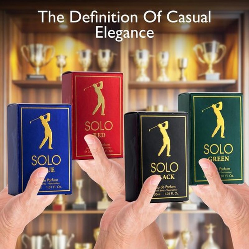 NovoGlow Mini Fragrance Set for Men - 4-Piece EDP Collection in Red, Blue, Black & Green - Woody, Citrus & Spicy Scents - 30ml Each, Paraben-Free