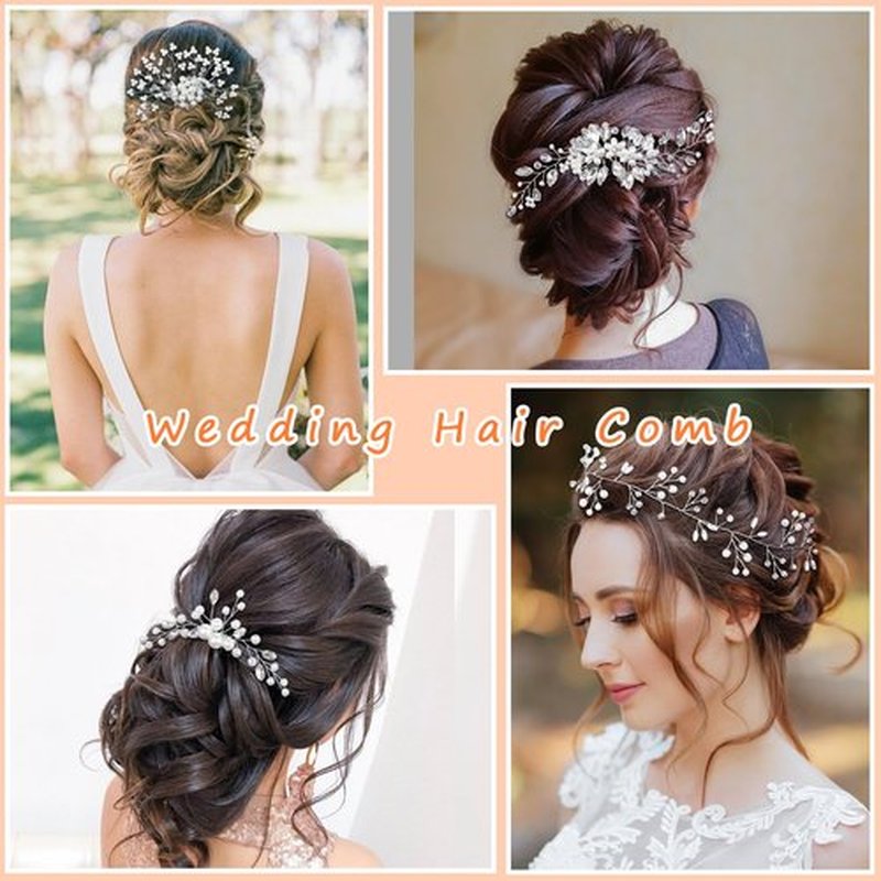 Gingbiss Wedding Hair Accessories Set for Bridal, Silver Pearl Rhinestone Hair Pins Wedding Hair Comb for Brides Bridesmaids Women Girls