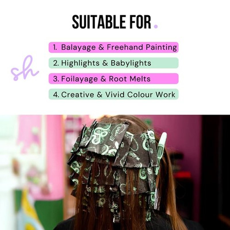 Simply Hair Hair Foil Roll – 100m Embossed Medium Weight Roll with Built-In Cutter – Custom Length Foil for Hair Dye, Highlights & Balayage - No-Slip Grip - 12.7cm - Serpent