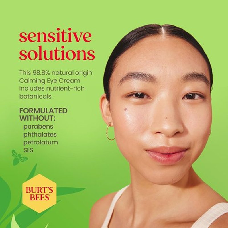 Burt's Bees Calming Eye Cream - Moisturizing Aloe & Rice Milk Formula | 0.5 oz Bottle (Pack of 2)