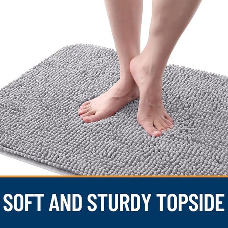 OLANLY Dog Door Mat - Absorbent Non-Slip Washable Chenille Mat for Muddy Paws | 40x32 Light Grey