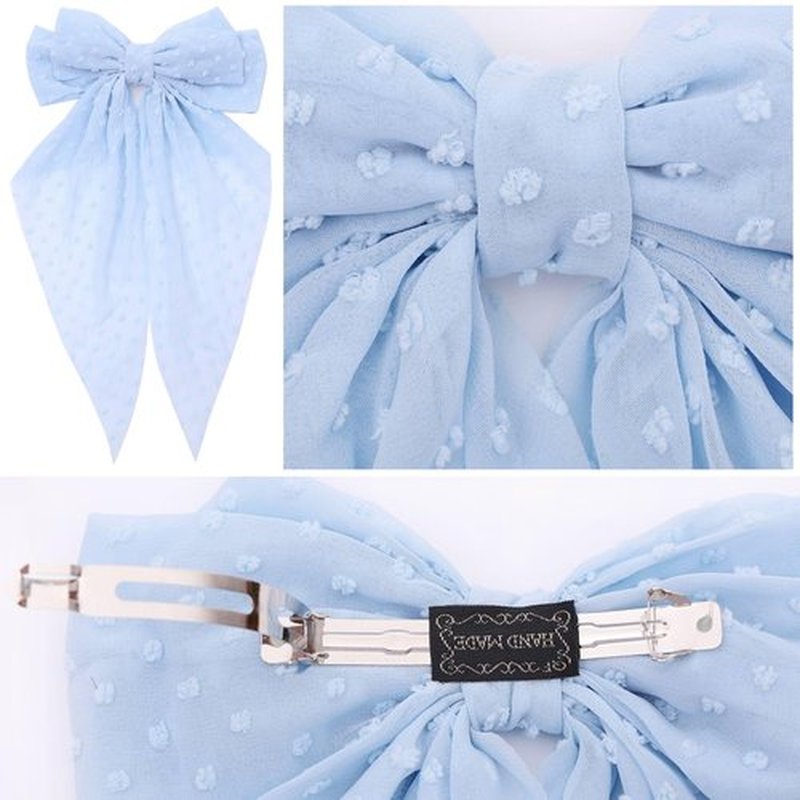 MRJ 4Pcs Chiffon Hair Bows for Women Big French Bows Hair Clips for Girls Hair Accessories Barrettes Metal Clips Bowknot Aesthetic