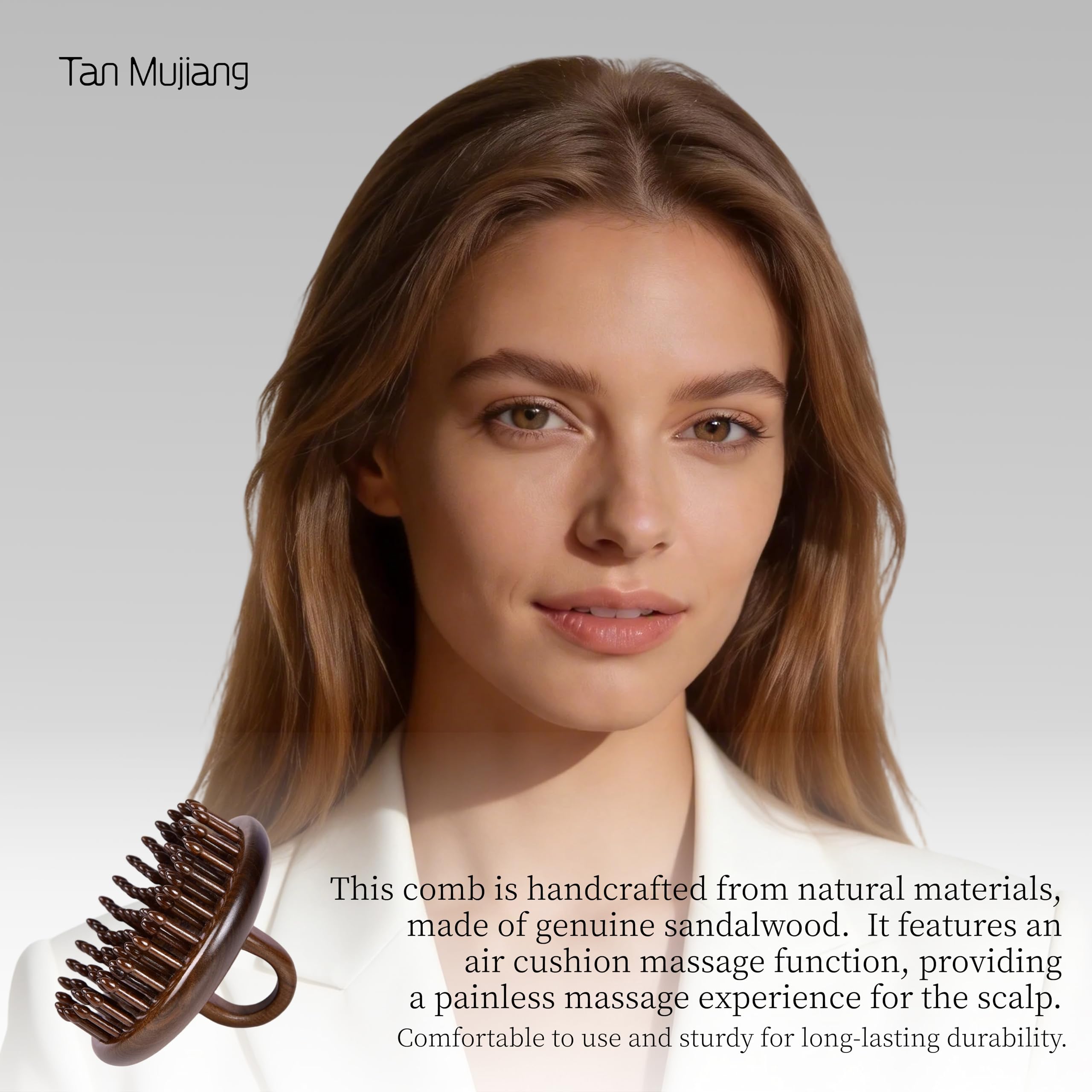 TAN MUJIANG Handmade Wooden Comb, Ring Design, Scalp Massaging, Nourishing Hair Care 3.35 × 1.69 inches