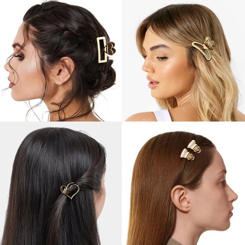12Pcs Gold Small Hair Clips Metal Mini Heart Hair Claw Clips for Girls Cute Hair Clips for Women Thick Hair, Girls Teens Hair Accessories Mother's Day Gift