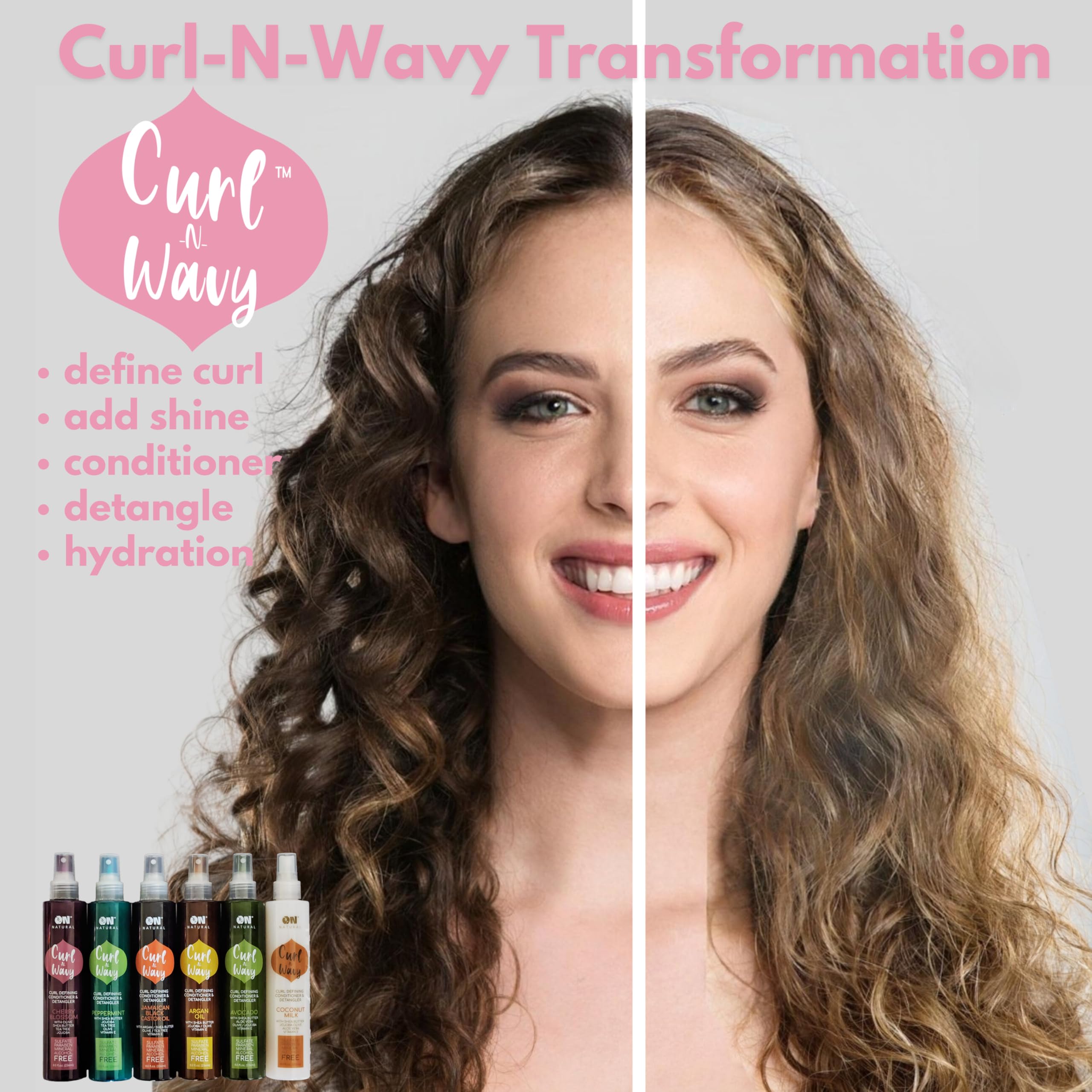 ON Natural On Curl and Wavy Curl Defining Conditioner & Detangler, Peppermint 8 oz