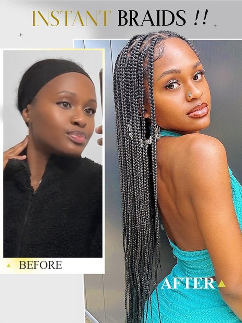 FANCEE Real Full Lace Braided Wig for Black Women 34 Inch Pre Plucked Knotless Squrare Part Box Braid Twist Locs Wig with Baby Hair