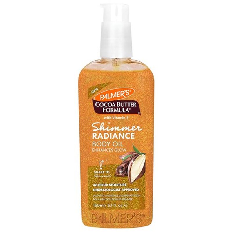 Palmer's Cocoa Butter Formula Shimmer Body Oil - Radiant Glow with Vitamin E, 5.1 Fl Oz | Hydrating for Dark Tones & Tans