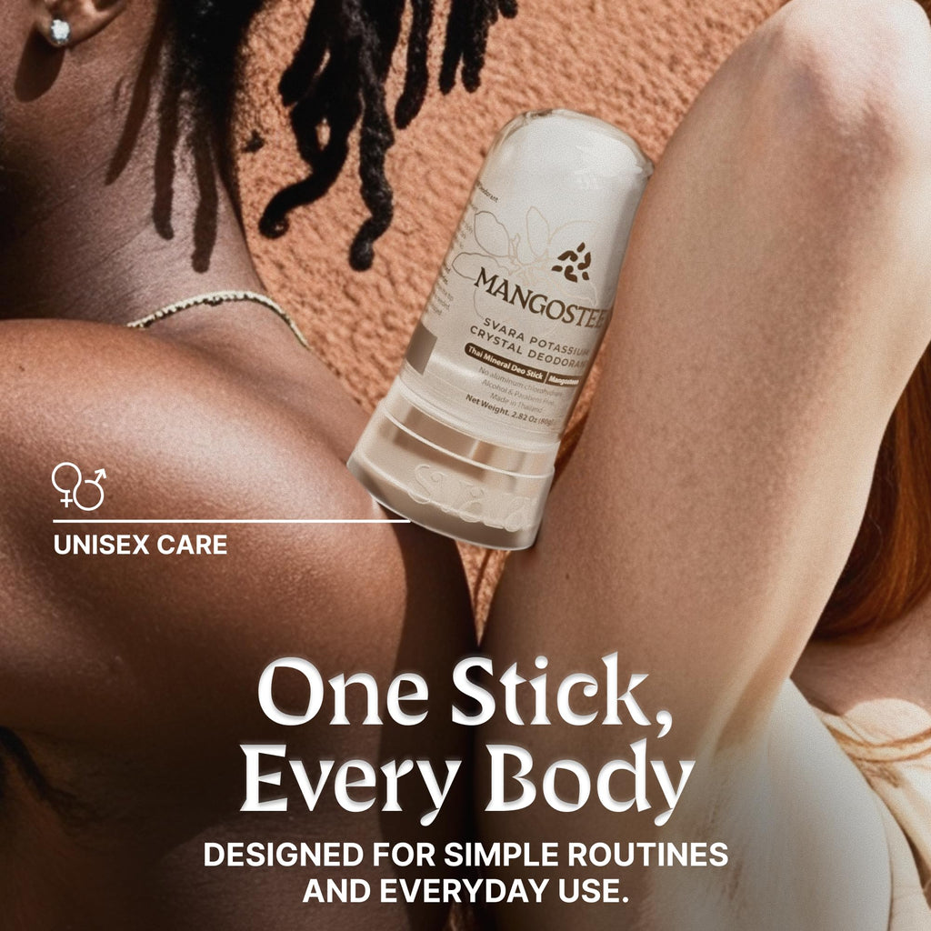 SVARA Natural Alum Crystal Deodorant Stick for Women & Men – Potassium Alum Stone for Odor Control, Smooth Non-Sticky Mineral Rock Design for Daily Freshness & Easy Application – Mangosteen (2.82Oz)