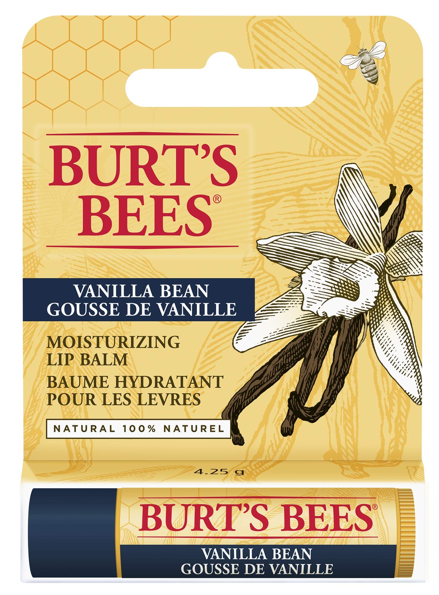 Burts Bees Vanilla Bean Lip Balm Tube, 4.25 GR