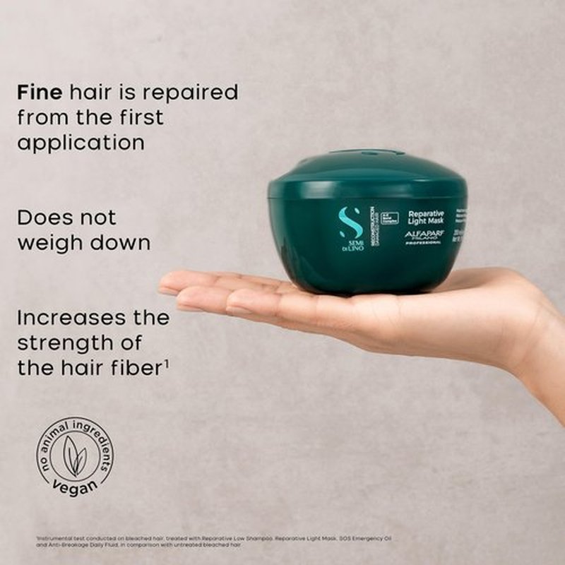 ALFAPARF MILANO Semi di Lino Reconstruction Bond Repair Hair Mask for Damaged Hair - Recommended for Fine Hair – Hair Repair Mask - Restructures - Color Safe - Deep Conditioner - Vegan (6.88 oz)