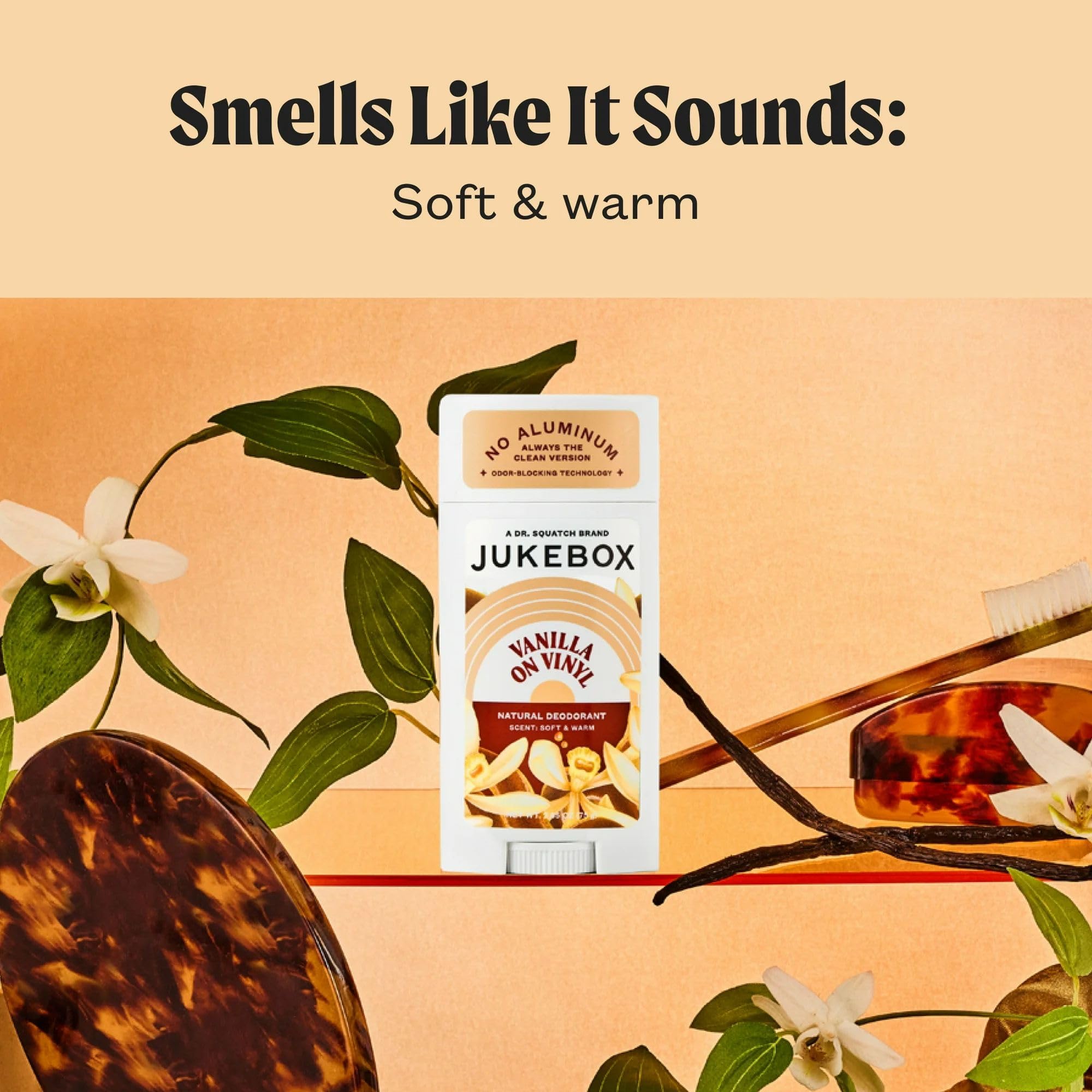 Jukebox Natural Deodorant for Women–Vanilla on Vinyl-Aluminum-Free, No Baking Soda, No Harsh Chemicals, Odor Blocking Technology, Vanilla Bean, Ylang Ylang, Amber-a Dr. Squatch Brand-2.65oz, 3 Pack