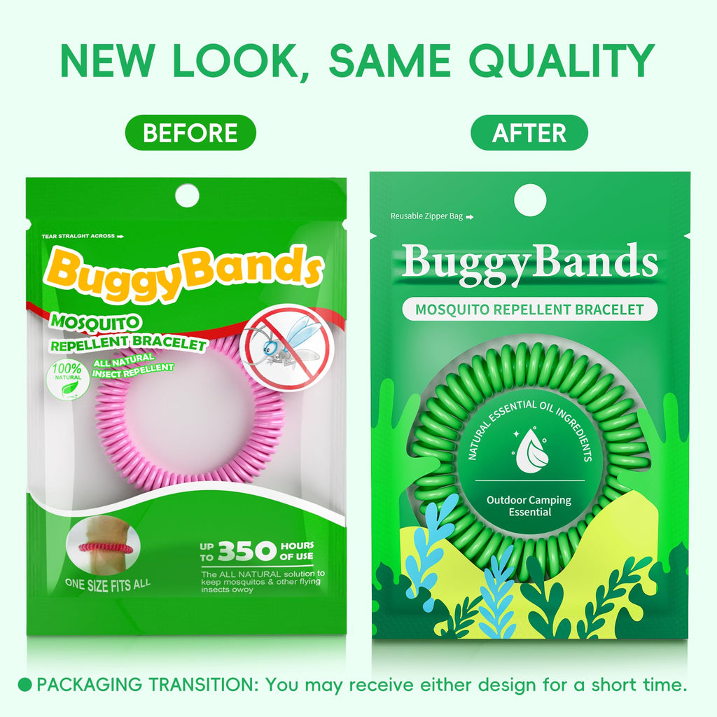 BuggyBands 48 Pack Mosquito Bracelets, Mosquito Bands for Adults and Kids with Individually Wrapped & DEET Free, Natural and Waterproof Wristbands Citronella Bracelets for Camping Hiking