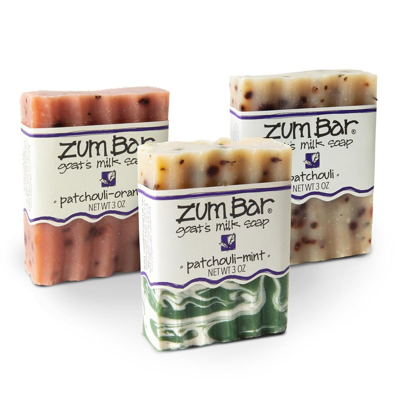 Zum Indigo Wild Goat's Milk Soap Bar - Nourishing Essential Oil Soap for Hands & Body - 3 oz - Patchouli (3 Pack)